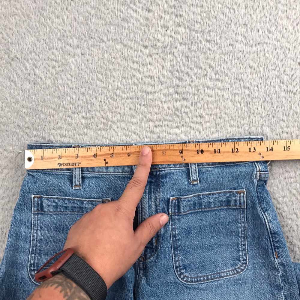 Madewell Curvy Perfect Vintage Wide Leg Jeans Women 27P Blue Patch Pocket Denim - Picture 7 of 14